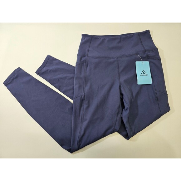 ALK Women's M Athrock Navy Blue Athleisure Athletic Stretch Wiast Leggings NEW - Picture 3 of 10